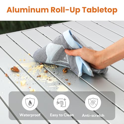 Natural Aluminum Roll-Up Camping Table with Carry Bag Y13722