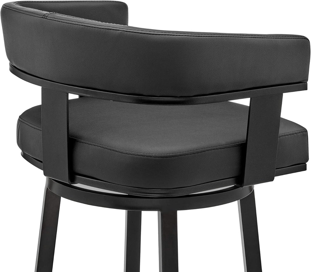 Black Faux Leather Bar Height Swivel Bar Stool N99014