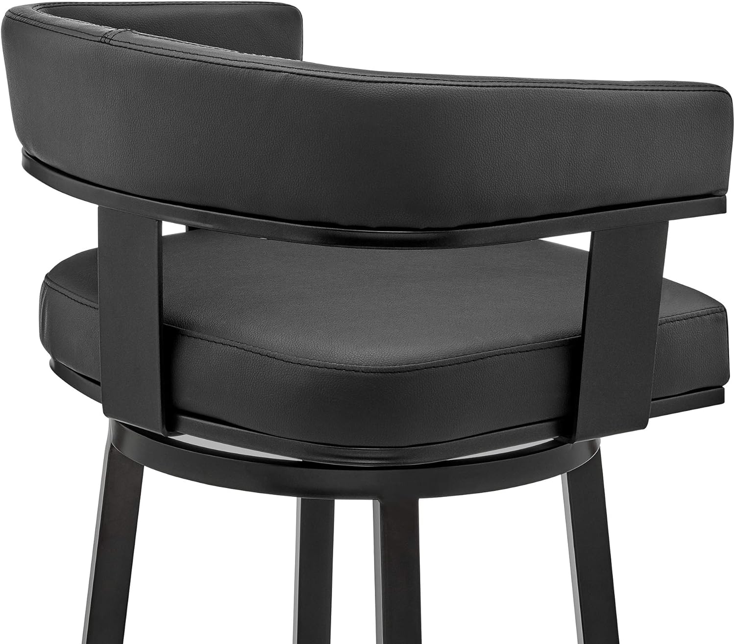 Black Faux Leather Bar Height Swivel Bar Stool N99014