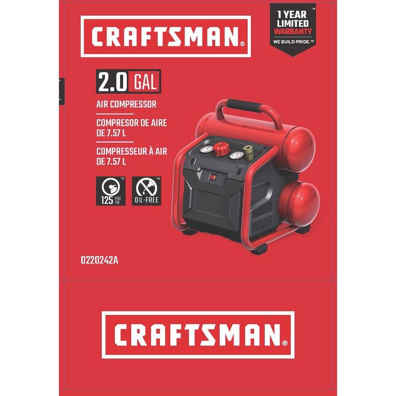 2 Gal Twin Stack Portable Air Compressor 125 PSI Z603830