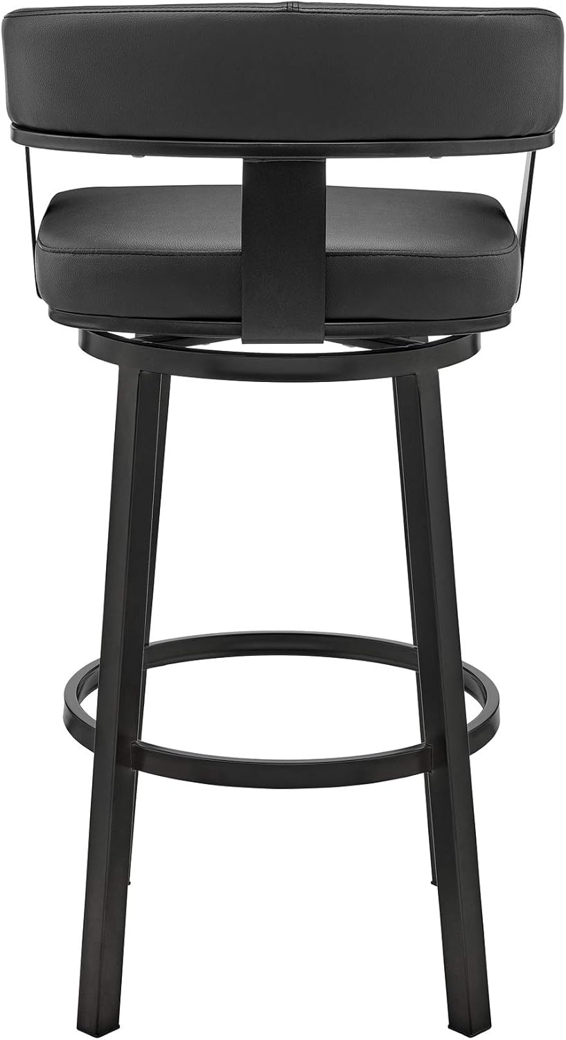 Black Faux Leather Bar Height Swivel Bar Stool N99014