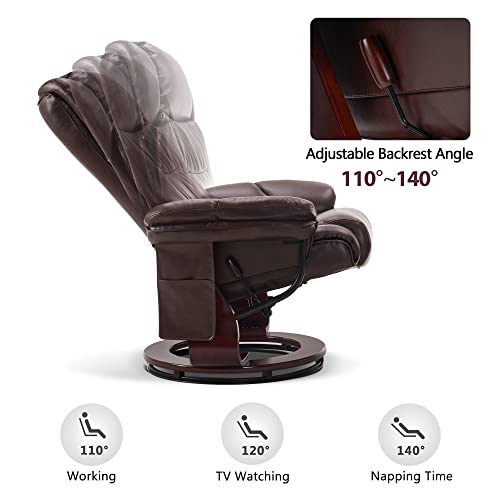 Grey Faux Leather Swivel Recliner with Ottoman I685803