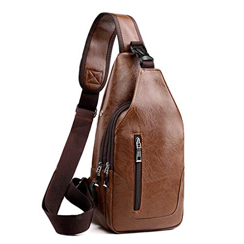 Small Leather Crossbody Sling Backpack with USB Charge Port Y14192