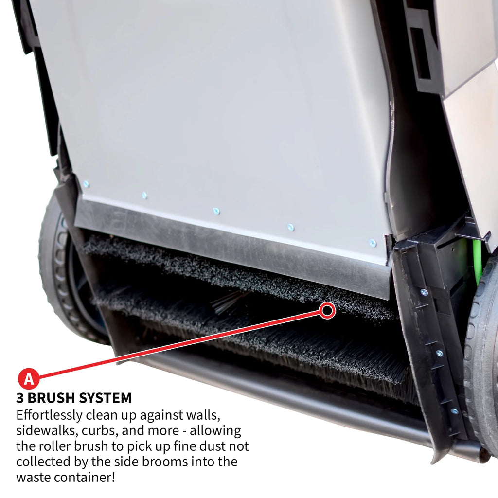 38" Walk Behind Push Sweeper with Triple Power Side Brooms X9648