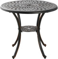 Black Metal Round Patio Dining Table with Umbrella Hole R62575