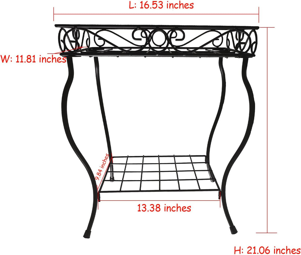 18.7'' Tall Rectangular Metal Plant Stand Black I90964