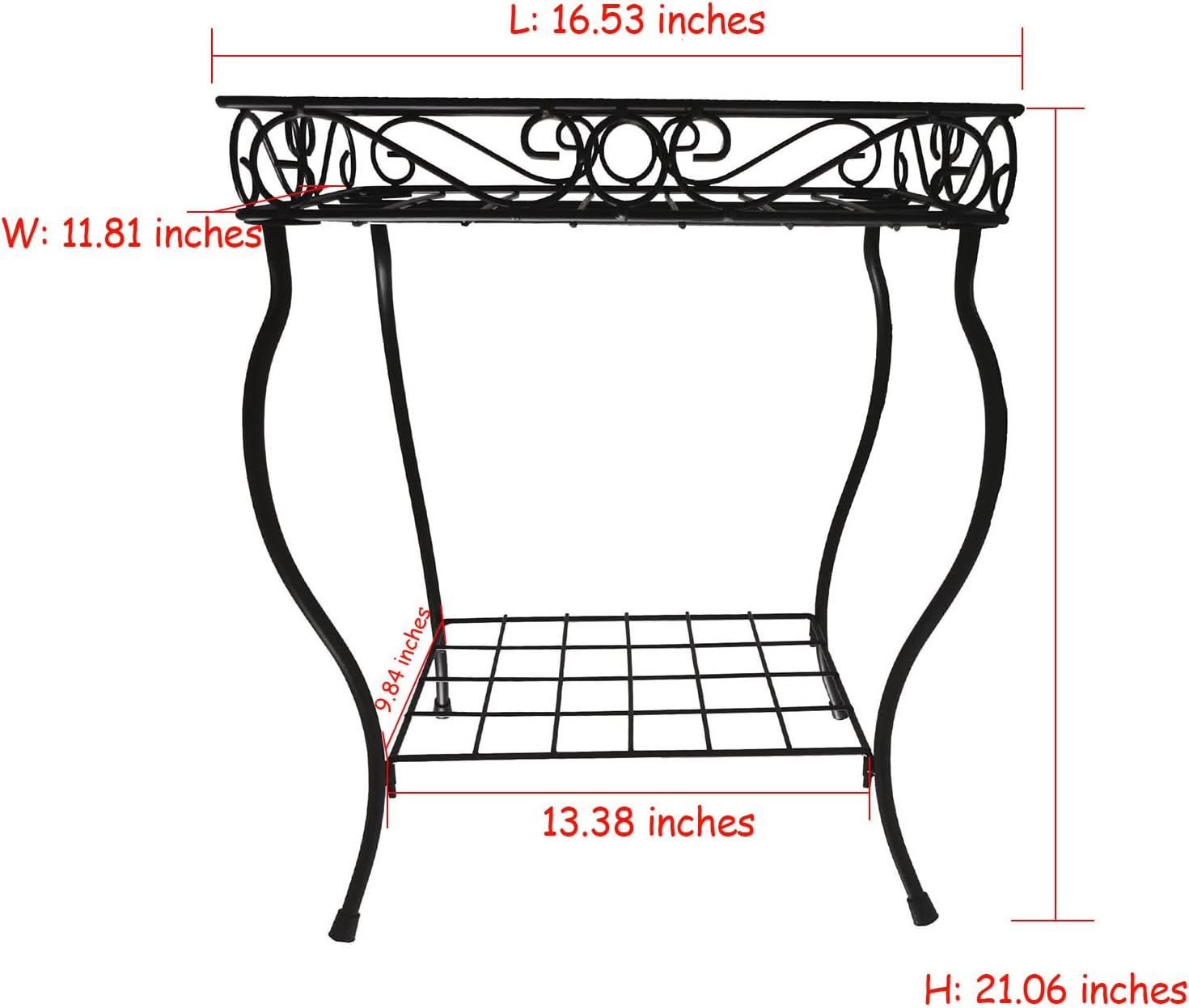 18.7'' Tall Rectangular Metal Plant Stand Black I90964