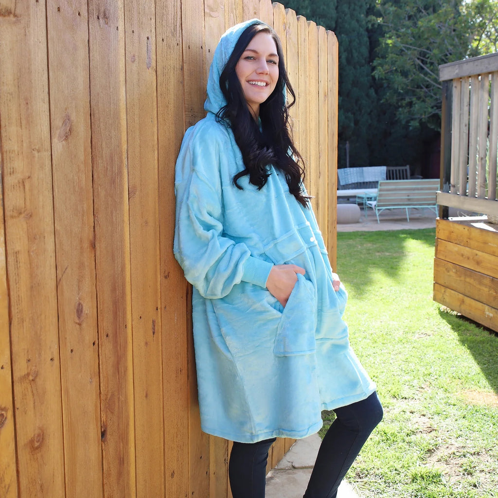 Blue Hooded Fleece Sweatshirt K35189