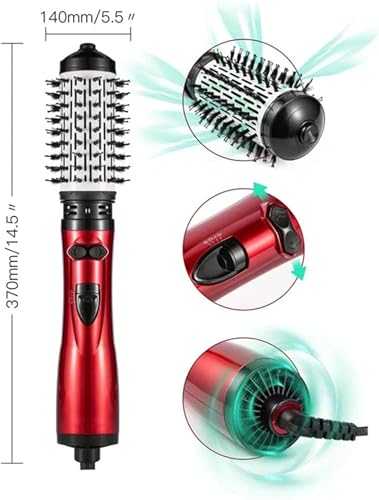 Red 3-in-1 Hot Air Styler and Rotating Hair Dryer with 2 Interchangeable Brushes M44801