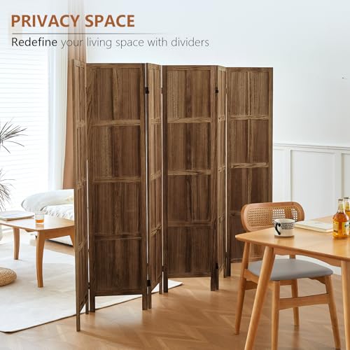 Wood 4 Panel Room Divider, 5.6 FT Tall Folding Privacy Screen P32526