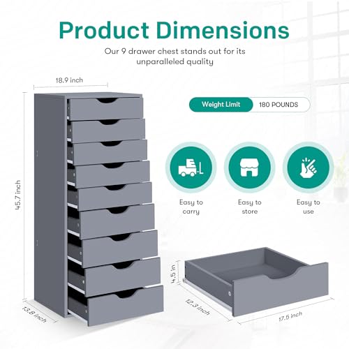 Gray 9 Drawer Wood Dresser O317
