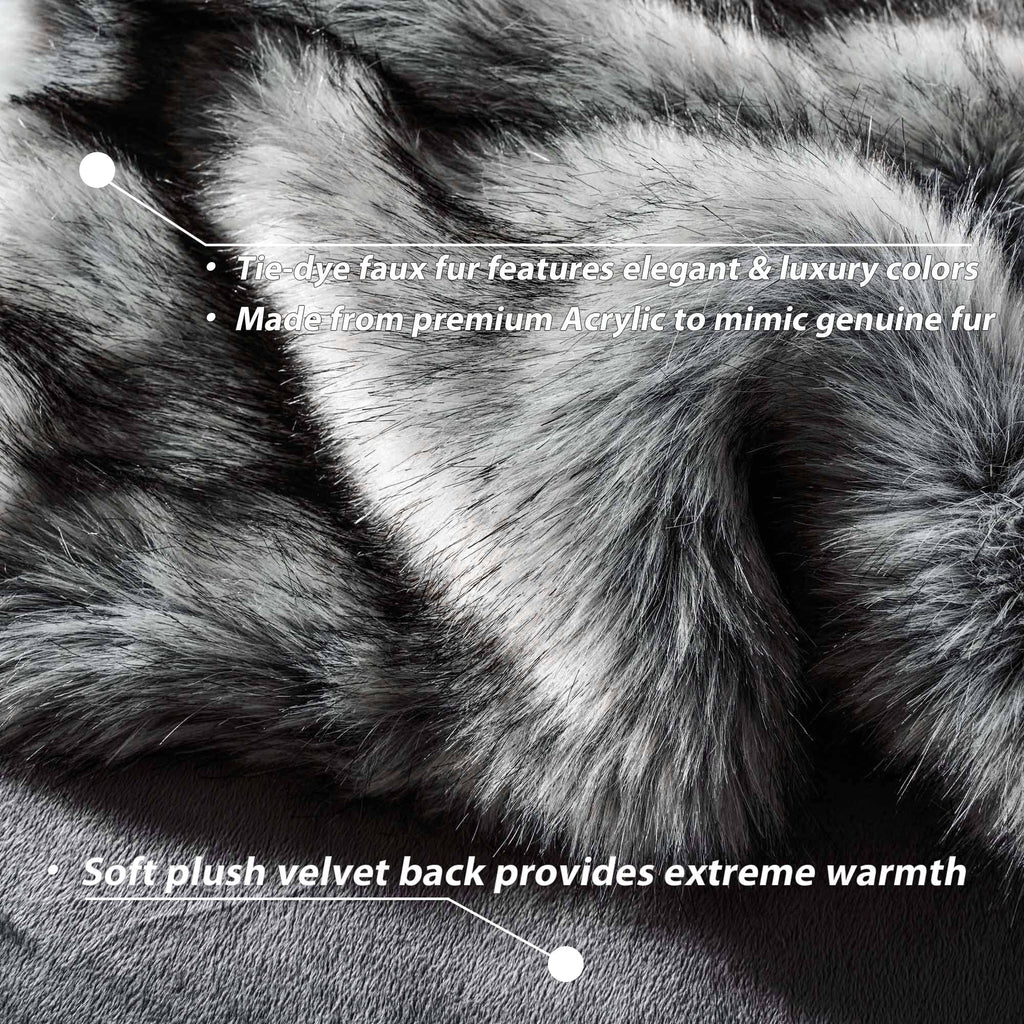 Grey 60"x80" Faux Fur Throw Blanket I1293