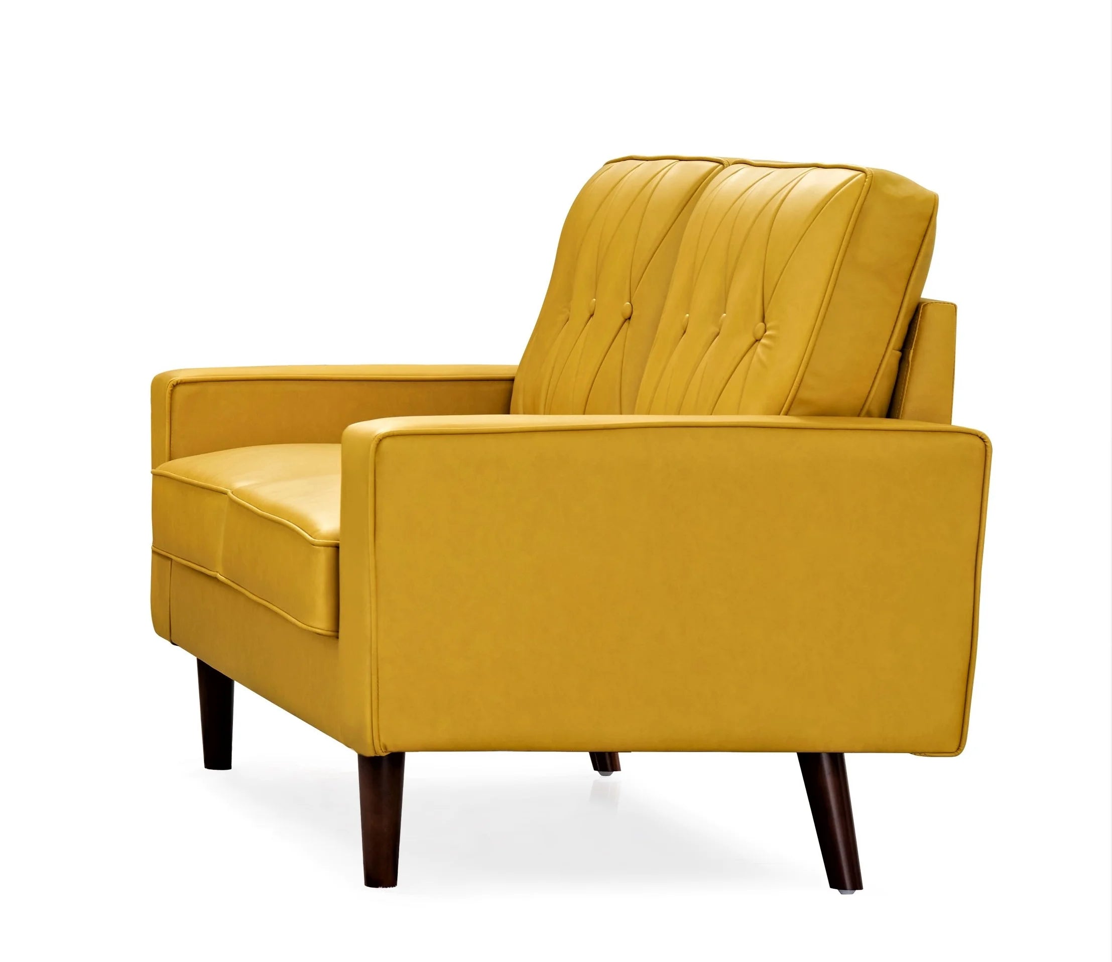 Mustard Yellow Faux Leather Loveseat V2283