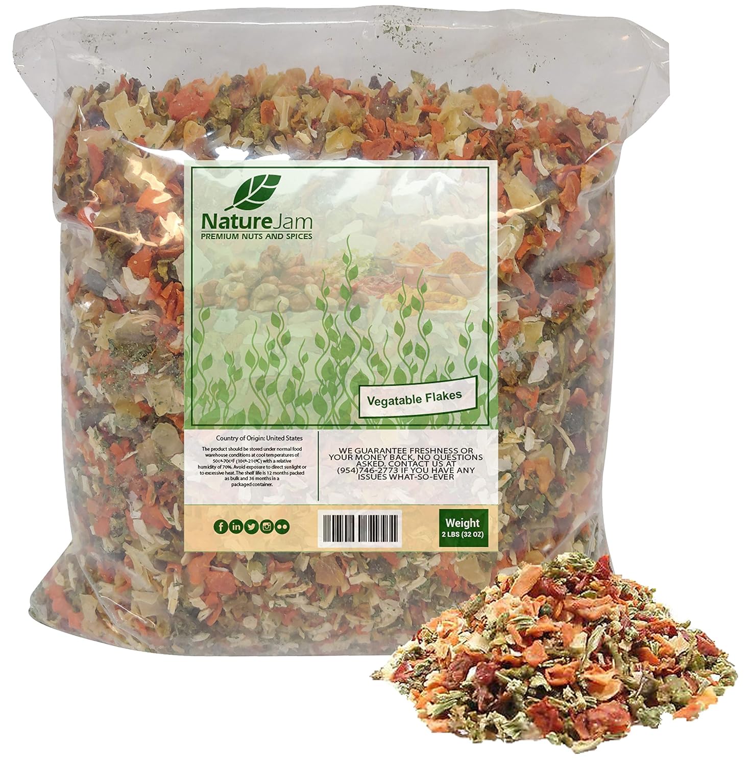 2 Pound Big Bag Dried Dehydrated Vegetable Flakes V82800