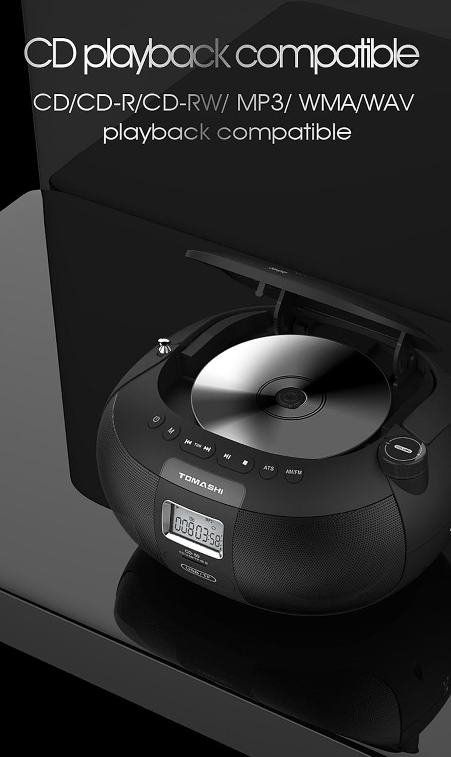 Black Portable CD Player Boombox F811
