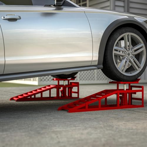 2 Pack Hydraulic Car Ramps 5T 10000lbs Low Profile Lift Height 11.61-16.21 Inches B83420