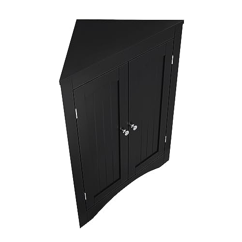 Black Corner Storage Cabinet with 2 Doors F7656