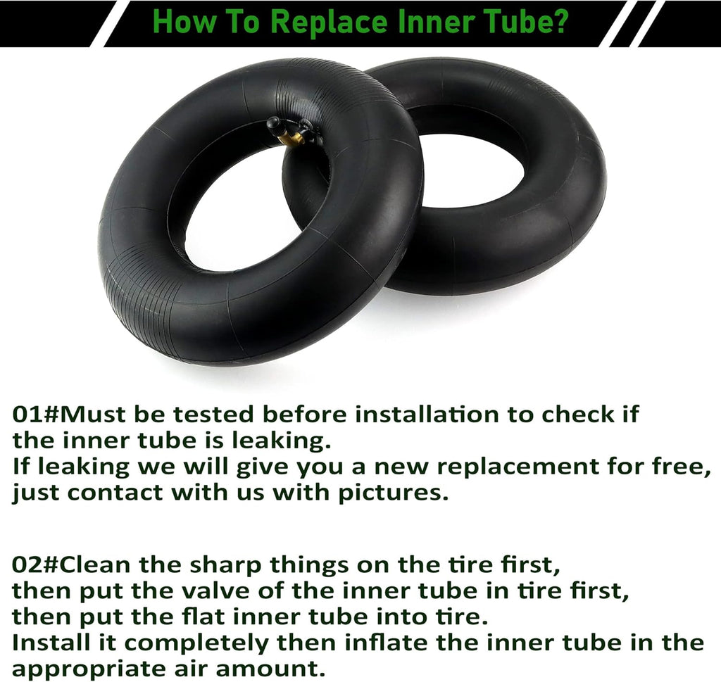 2 Pack Heavy Duty Replacement Inner Tubes with TR-13 Straight Metal Air Valve Stem A722062