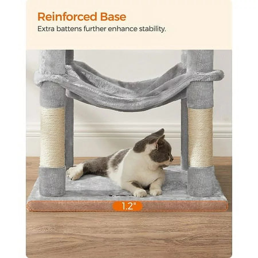 Light Gray Cat Tree with Scratching Posts Hammock B58670