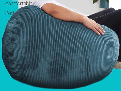 3Ft Faux Fur Memory Foam Bean Bag Chair Blue E572