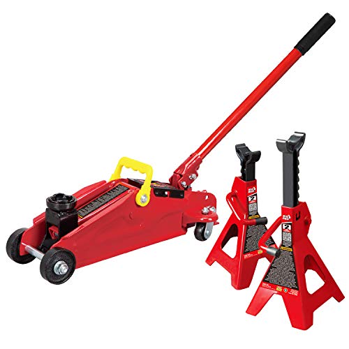 2 Ton Hydraulic Trolley Floor Jack with 2 Jack Stands X600457
