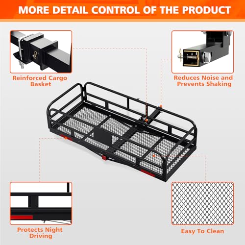 Folding 500 LBS Cargo Carrier Basket 60" x 24" x 14" for 2" Receiver D682