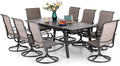9 Piece Patio Dining Set with Padded Textilene Swivel Chairs and Expandable Table A5333