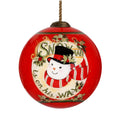 3" Red and White Snowman Christmas Glass Ball Ornament F978