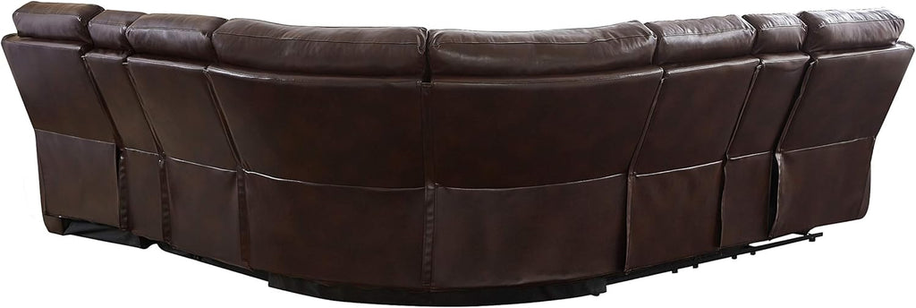 Brown PU Leather L Shape Reclining Sectional Sofa O6362