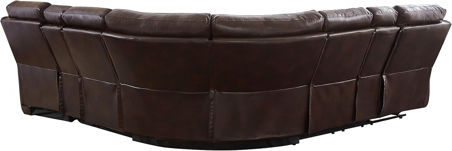 Brown PU Leather L Shape Reclining Sectional Sofa O6362