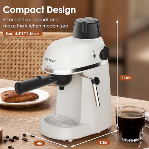 Black 3.5 Bar Espresso Cappuccino Machine with Milk Frother, 800W T16044
