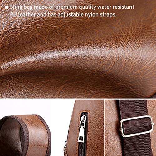 Small Leather Crossbody Sling Backpack with USB Charge Port Y14192