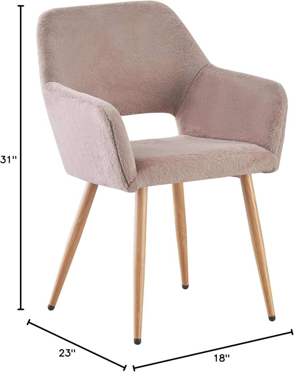 Grey Faux Fur Side Chair with Wood Metal Legs F804812