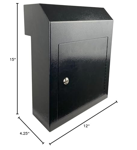 Black Galvanized Steel Locking Mailbox Door Drop Box E33249