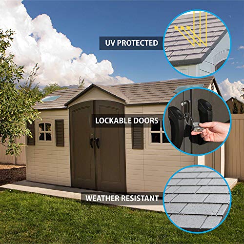 Outdoor Storage Dual Entry Shed, 15 x 8 ft, Desert Sand Y564