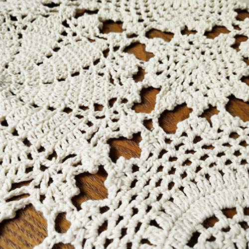 2pcs 100% Cotton Crochet Lace Rectangular Table Runner Ecru White 11 Inch X23 Inch P26963