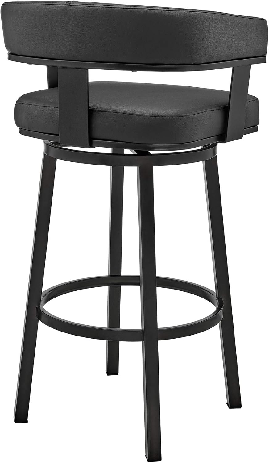 Black Faux Leather Bar Height Swivel Bar Stool N99014