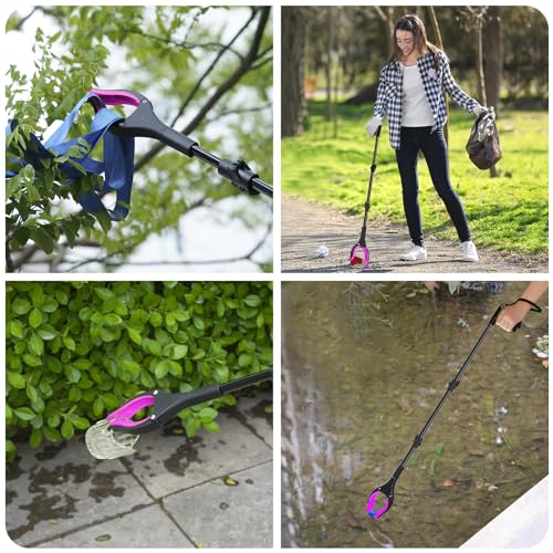 Pink Foldable Reacher Grabber Tool with 360° Rotating Jaw V67975