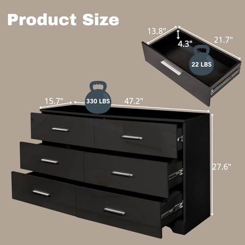 Black 8 Drawer Wood Dresser W121