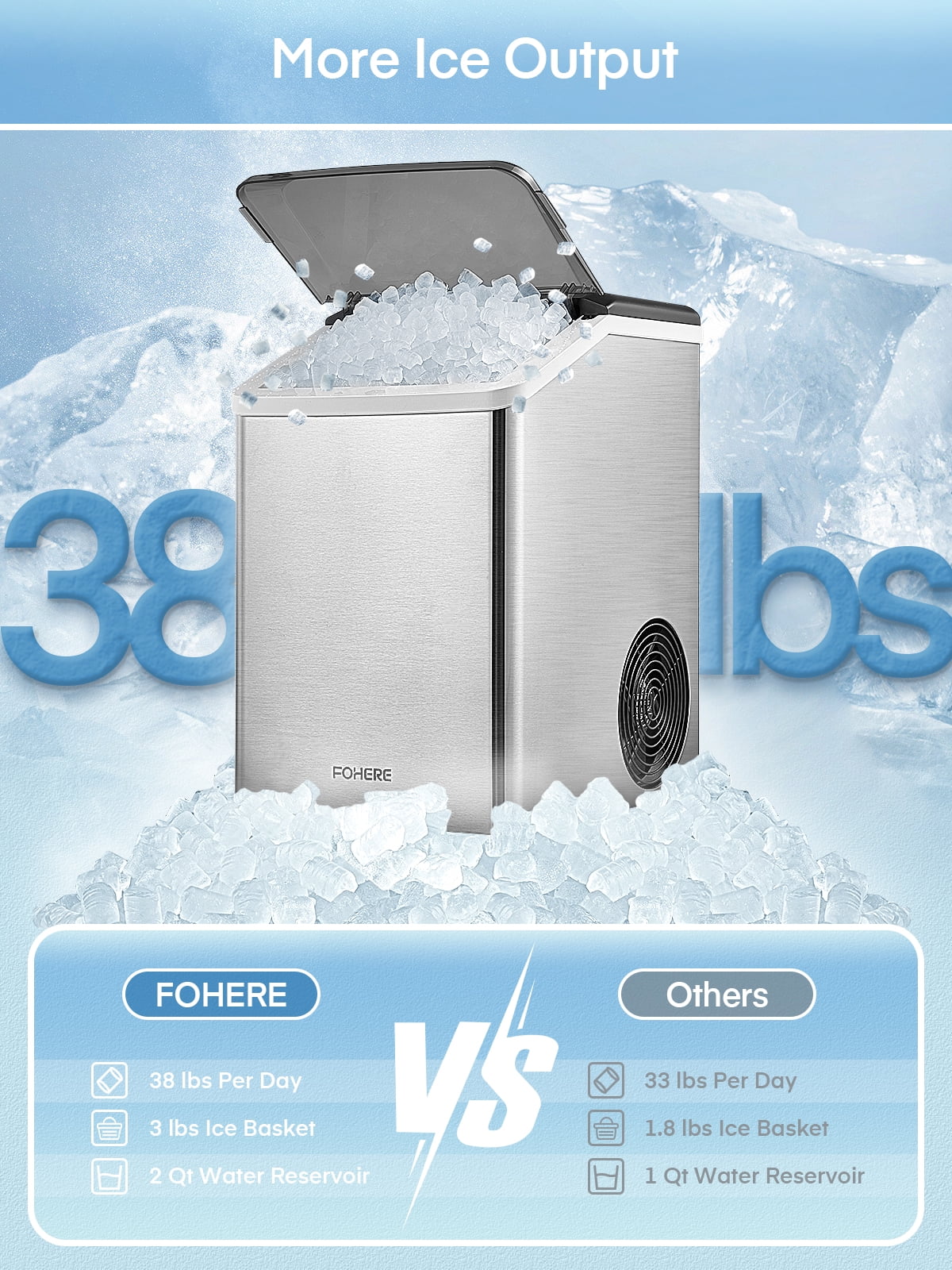 Stainless Steel Countertop Pellet Ice Maker J972