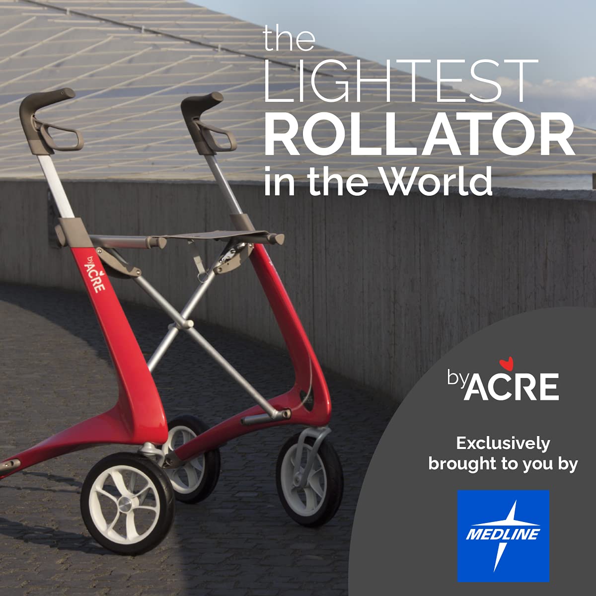 Carbon Ultralight Rollator Walker with Organizer Bag, Regular Track, 16.5" x 24" Seat, Oyster White W7188