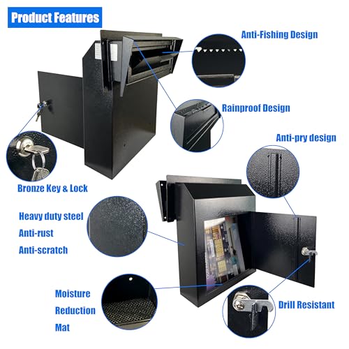 Black Galvanized Steel Locking Mailbox Door Drop Box E33249