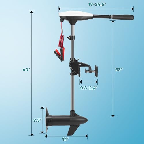 55lb Thrust 8 Speed Electric Outboard Motor with 30'' Shaft C9682