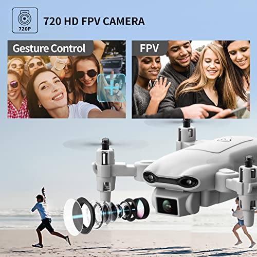 Mini Drone with 1080P HD Camera, Gray, 3 Batteries O4334