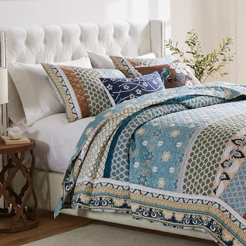 3-Piece Full/Queen Blue Quilted Bedding Set P17884