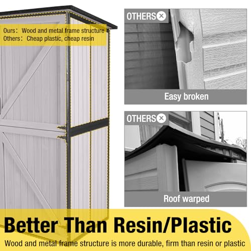 Outdoor Storage Shed with Metal Frame and Adjustable Shelfs (Brown) P9448