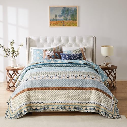 3-Piece Full/Queen Blue Quilted Bedding Set P17884
