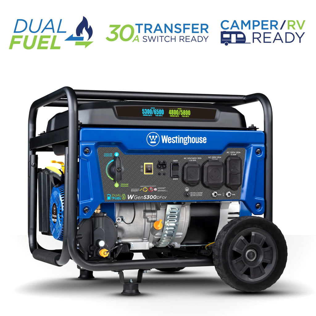 6500 Peak Watt Dual Fuel Portable Generator with CO Sensor and Wheel Kit A61162