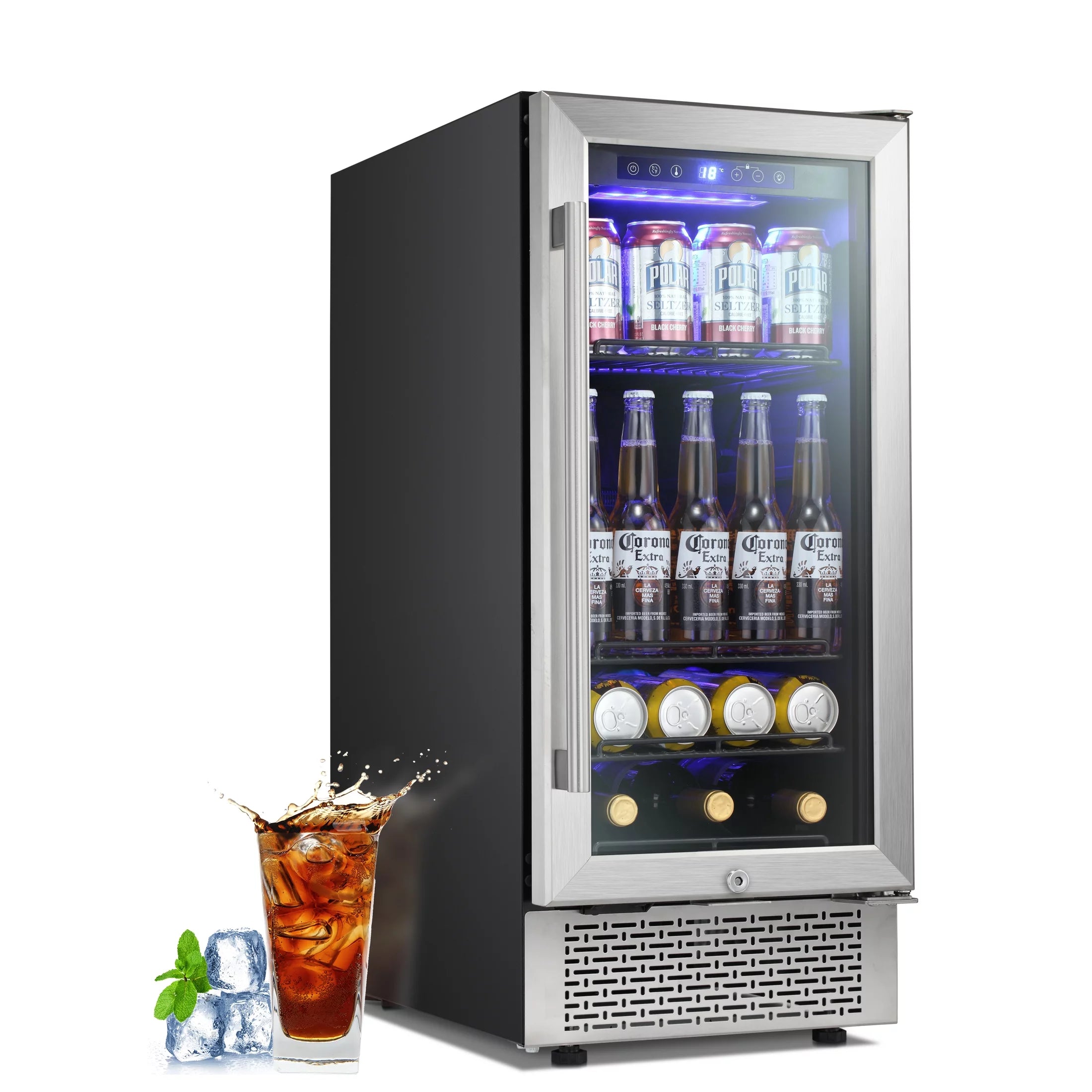 15 inch Beverage Refrigerator with Clear Glass Door Q592438