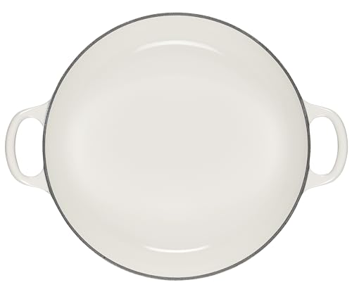 2.25qt White Enameled Cast Iron Braiser E5462